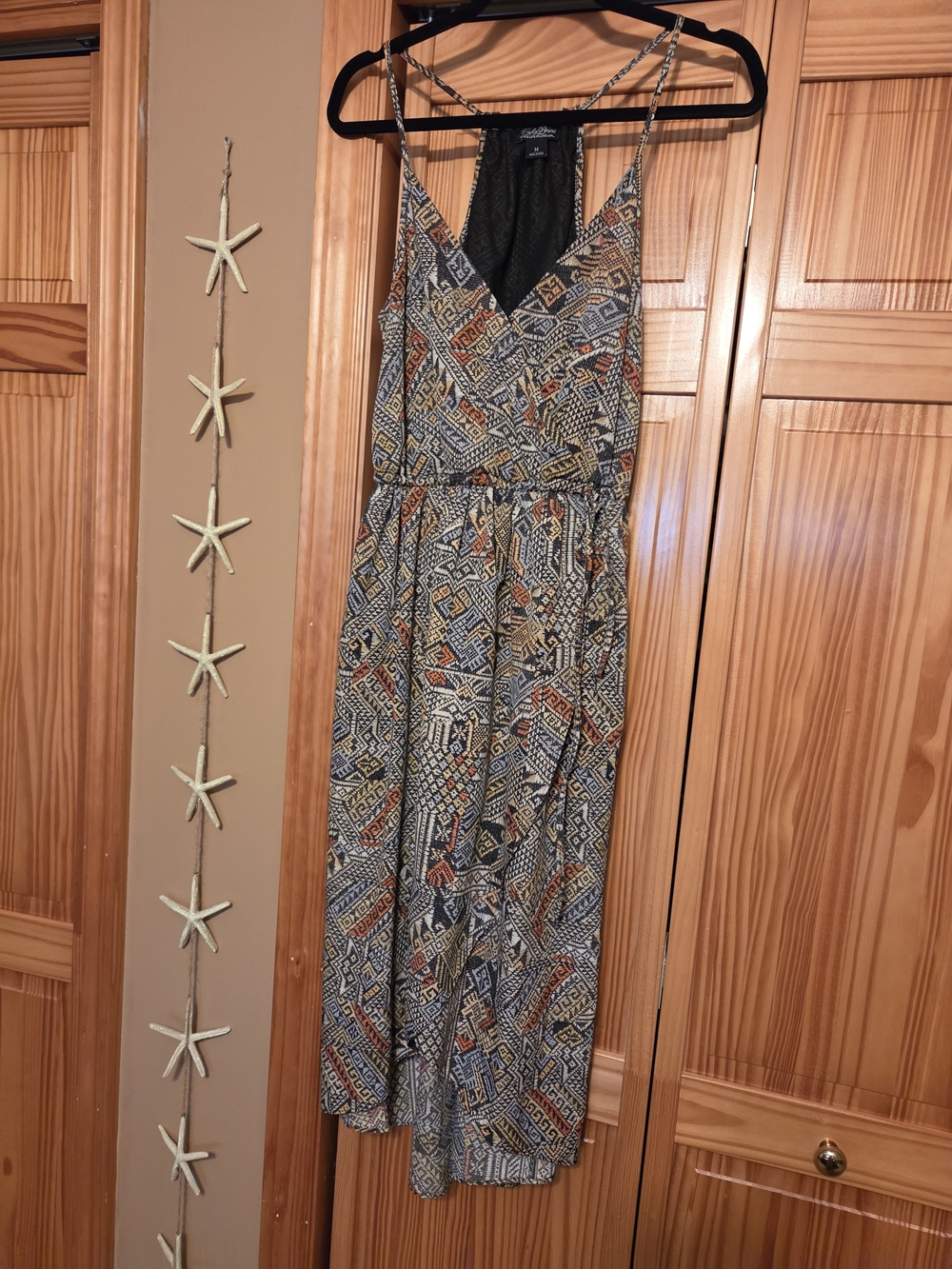 Lucky Brand Aztec Print Spaghetti Strap Maxi Dress - Blue, Rust, Cream
